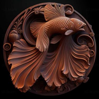 3D model Round   tailed fighting fish fish (STL)